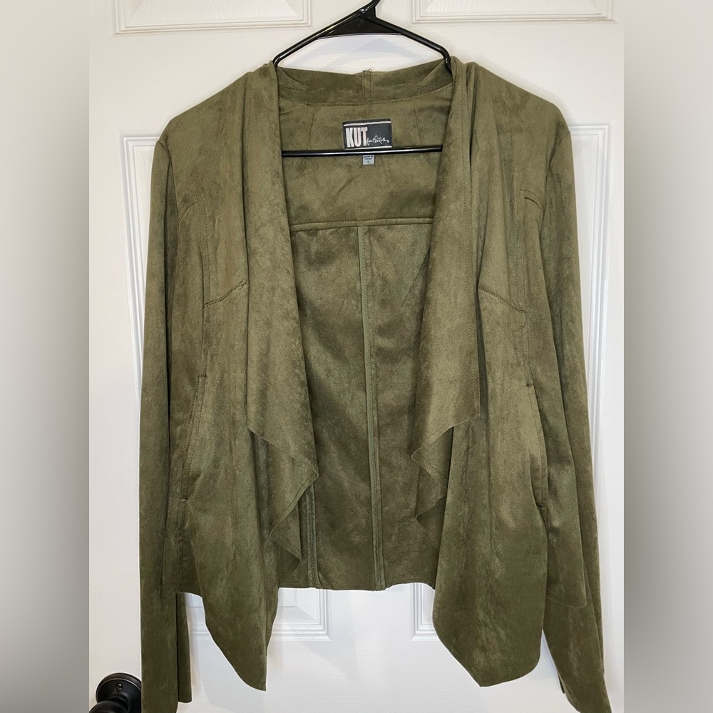 Kut from the Kloth Green Blazer Waterfall Front